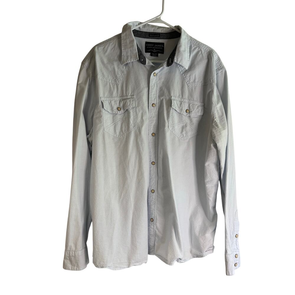 Cody James Mens XXL Light Blue Textured Western Snap Shirt Long Sleeve